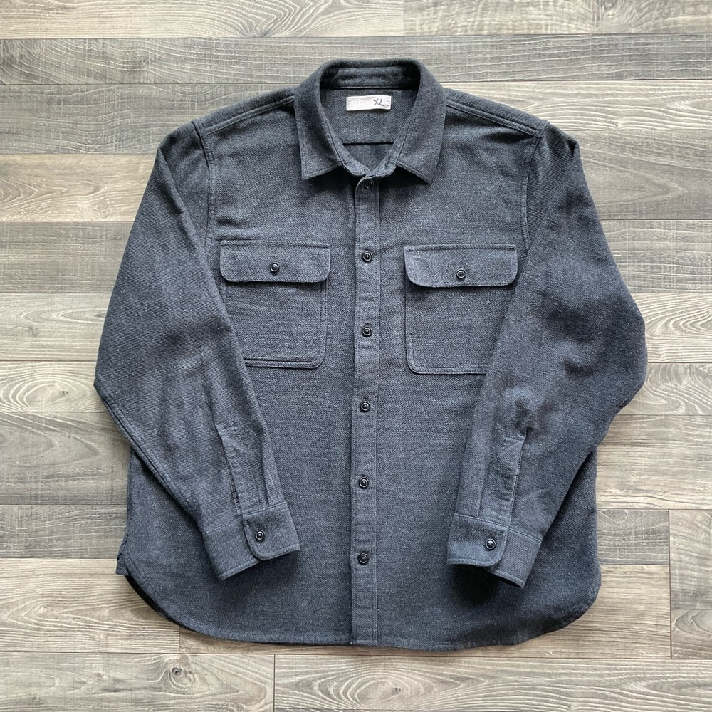 Everlane Heavyweight Overshirt Shirt Mens XL Charcoal Heather Cotton Relaxed Fit